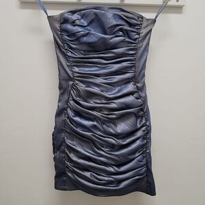 Cache Strapless Dress in Shimmering Blue